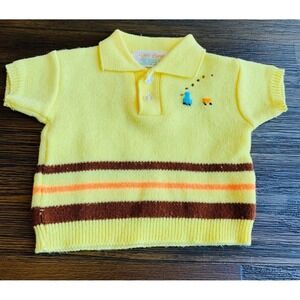 Vintage Little Lamb Baby Short Sleeve Sweater Size 18 Months Made In Japan